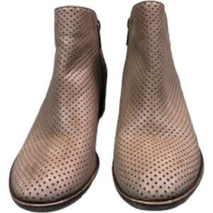 Lucky Brand Tan Breona Leather Perforated Ankle Booties